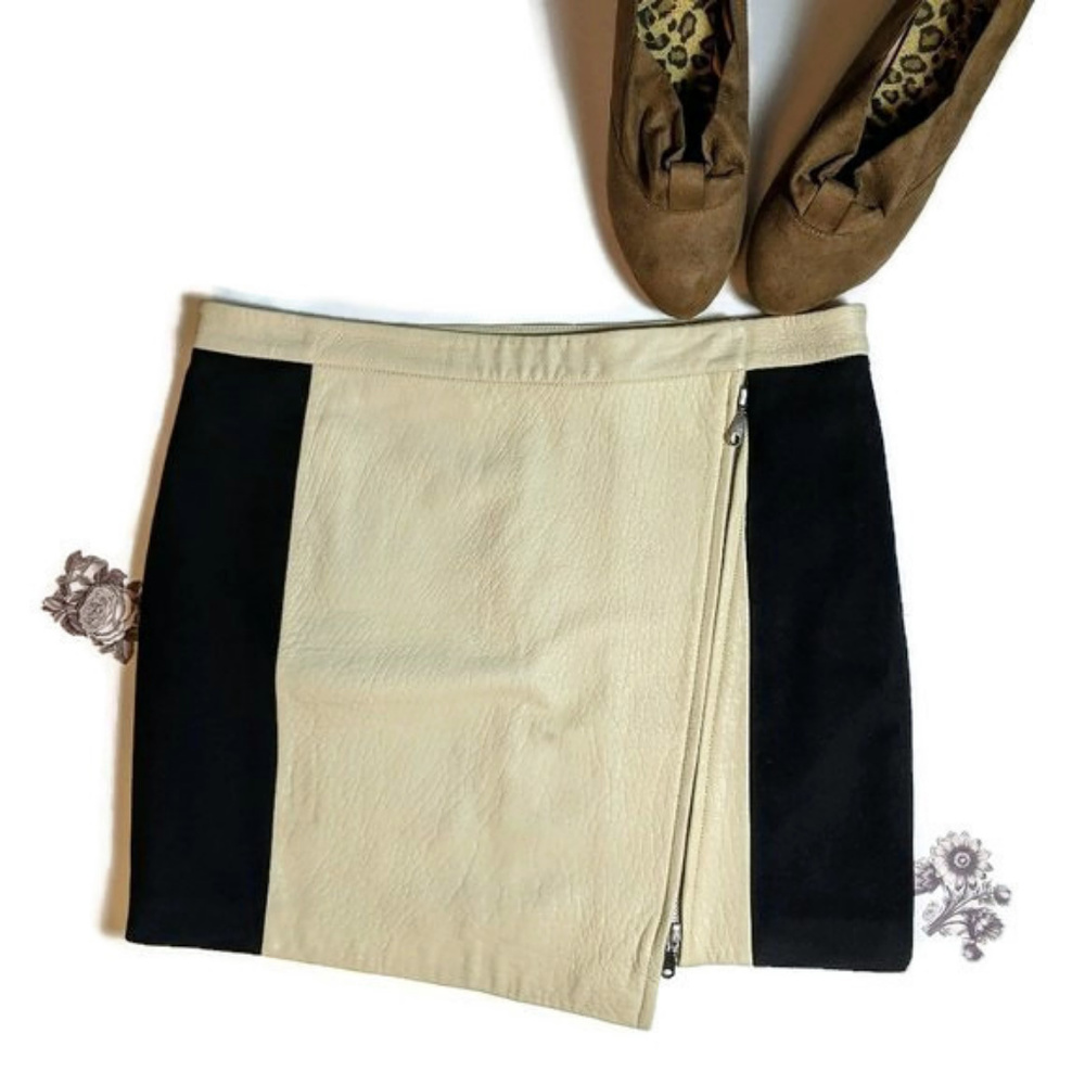 Rebecca Minkoff Lambskin Leather / Wool Skirt